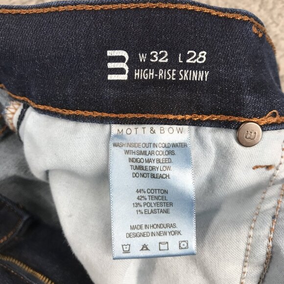 MOTT & BOW Jeans Womens Size 32x28 Jane Skinny High Rise Dark Wash Stretch Denim - Picture 6 of 13